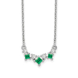 14k White Gold Emerald and Diamond 18 inch Necklace-WBC-PM7178-EM-012-WA