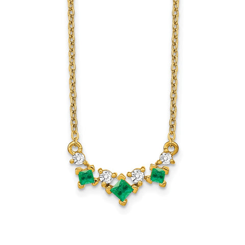 14k Emerald and Diamond 18 inch Necklace-WBC-PM7178-EM-012-YA