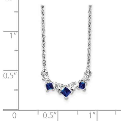 14k White Gold Sapphire and Diamond 18 inch Necklace-WBC-PM7178-SA-012-WA