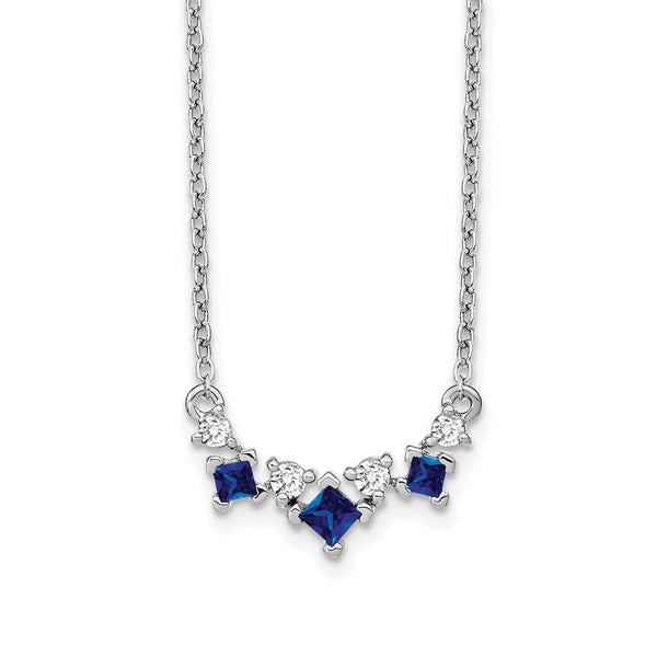 14k White Gold Sapphire and Diamond 18 inch Necklace-WBC-PM7178-SA-012-WA