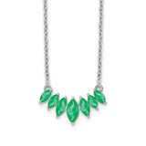 14k White Gold Marquise Emerald 18 inch Necklace-WBC-PM7179-EM-W