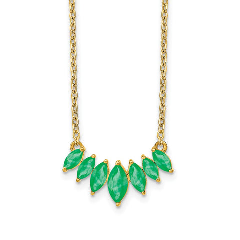 14k Marquise Emerald 18 inch Necklace-WBC-PM7179-EM-Y