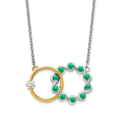 14k Two-tone Emerald and Diamond 18in. Circles Necklace-WBC-PM7220-EM-012-WYA