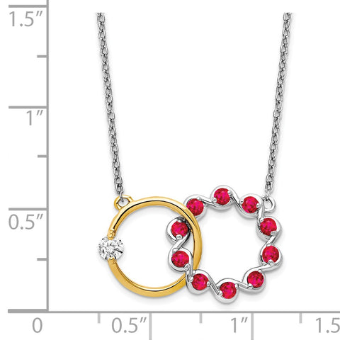 14k Two-tone Ruby and Diamond 18in. Circles Necklace-WBC-PM7220-RU-012-WYA