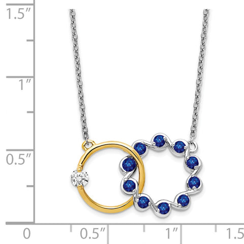 14k Two-tone Sapphire and Diamond 18in. Circles Necklace-WBC-PM7220-SA-012-WYA