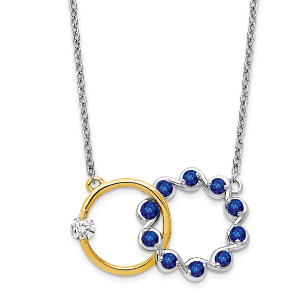 14k Two-tone Sapphire and Diamond 18in. Circles Necklace-WBC-PM7220-SA-012-WYA