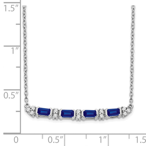 14k White Gold Sapphire and Diamond 18in. Bar Necklace-WBC-PM7225-SA-010-WA