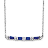 14k White Gold Sapphire and Diamond 18in. Bar Necklace-WBC-PM7225-SA-010-WA