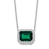 14k White Gold Octagon Created Emerald and Diamond 18in. Necklace-WBC-PM7227-EM-017-WA