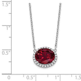 14k White Gold Oval Created Ruby/Diamond 18in. Halo Necklace-WBC-PM7228-RU-016-WA