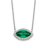 14k White Gold Marquise Creat. Emerald/Diamond 18in. Halo Necklace-WBC-PM7229-EM-016-WA