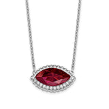 14k White Gold Marquise Created Ruby/Diamond 18in. Halo Necklace-WBC-PM7229-RU-016-WA