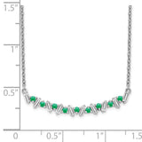 14k White Gold Emerald and Diamond 18in. Bar Necklace-WBC-PM7256-EM-020-WA