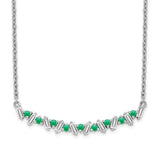 14k White Gold Emerald and Diamond 18in. Bar Necklace-WBC-PM7256-EM-020-WA