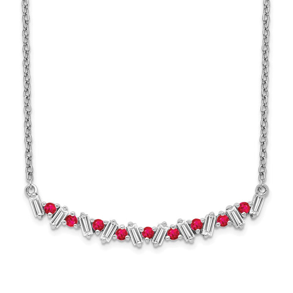 14k White Gold Ruby and Diamond 18in. Bar Necklace-WBC-PM7256-RU-020-WA