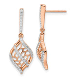 14k Rose Gold Polished Fancy Diamond Dangle Post Earrings-WBC-EM8529-028-RA