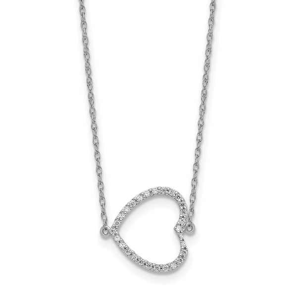 14k White Gold Sideways Diamond Heart 18in Necklace-WBC-PM8568-016-WA