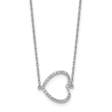 14k White Gold Sideways Diamond Heart 18in Necklace-WBC-PM8568-016-WA
