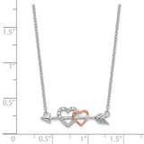 14k Two-tone Diamond Hearts on Arrow 18in Necklace-WBC-PM8569-005-WRA