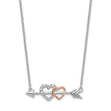 14k Two-tone Diamond Hearts on Arrow 18in Necklace-WBC-PM8569-005-WRA