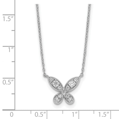 14k White Gold Diamond Butterfly 18in Necklace-WBC-PM8571-025-WA