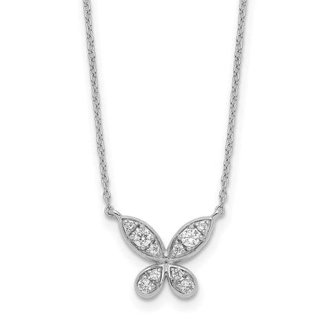 14k White Gold Diamond Butterfly 18in Necklace-WBC-PM8571-025-WA