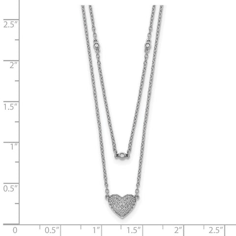 14k White Gold Double Strand Heart 18in Necklace-WBC-PM8572-021-WA