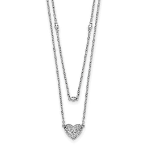 14k White Gold Double Strand Heart 18in Necklace-WBC-PM8572-021-WA