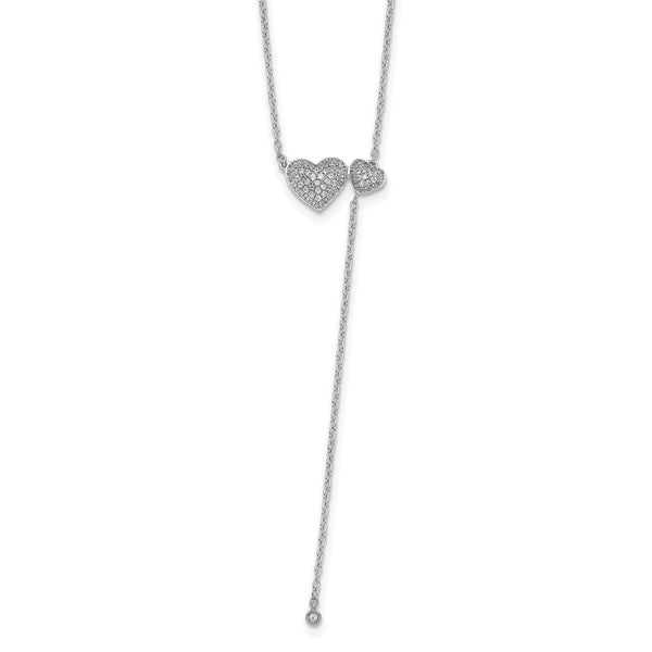 14k White Gold Two Hearts 18in Necklace-WBC-PM8573-025-WA