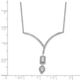 14k White Gold Diamond Pear/Emerald Shape Dangle 18in Necklace-WBC-PM8574-036-WA