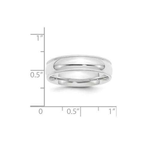 Platinum 6mm Comfort-Fit Milgrain Size 5 Wedding Band-PMCF060-5-WBC
