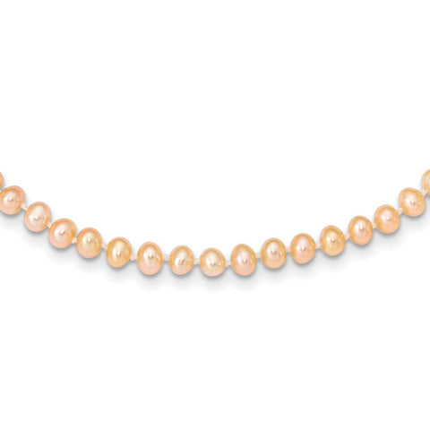 14k 4-5mm Pink Near Round Freshwater Cultured Pearl Necklace-WBC-PPN040-20