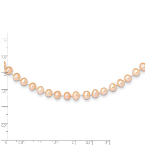 14k 5-6mm Pink Near Round Freshwater Cultured Pearl Necklace-WBC-PPN050-24