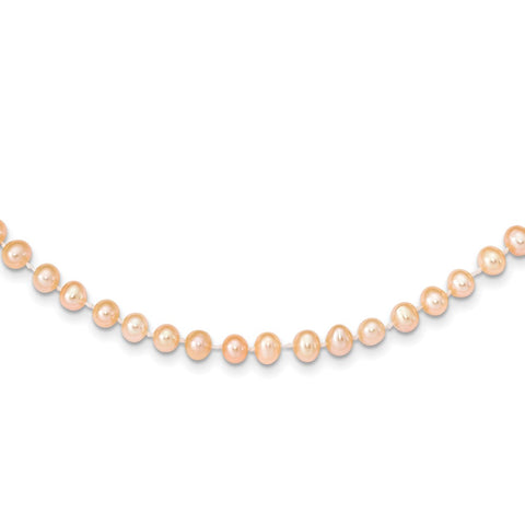 14k 5-6mm Pink Near Round Freshwater Cultured Pearl Necklace-WBC-PPN050-20