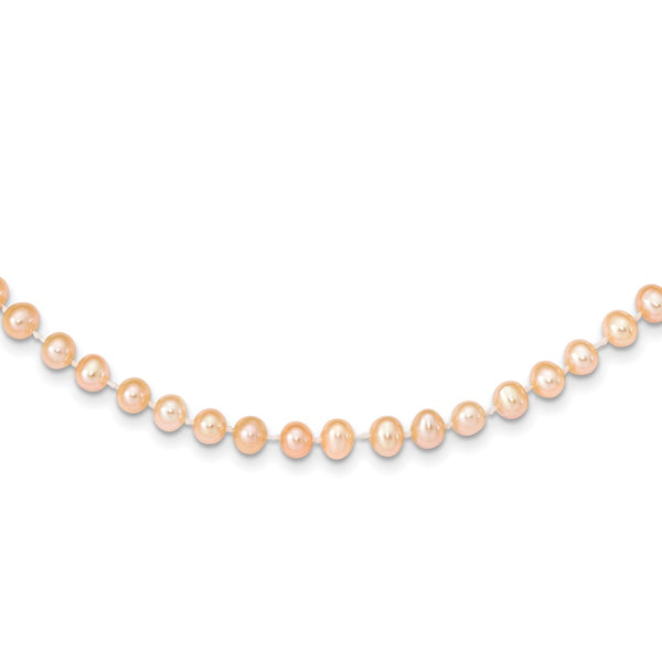 14k 5-6mm Pink Near Round Freshwater Cultured Pearl Necklace-WBC-PPN050-24