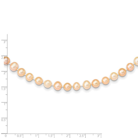 14k 6-7mm Pink Near Round Freshwater Cultured Pearl Necklace-WBC-PPN060-20