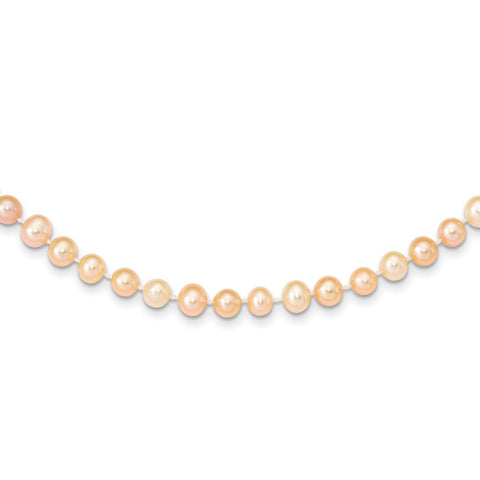 14k 6-7mm Pink Near Round Freshwater Cultured Pearl Necklace-WBC-PPN060-20