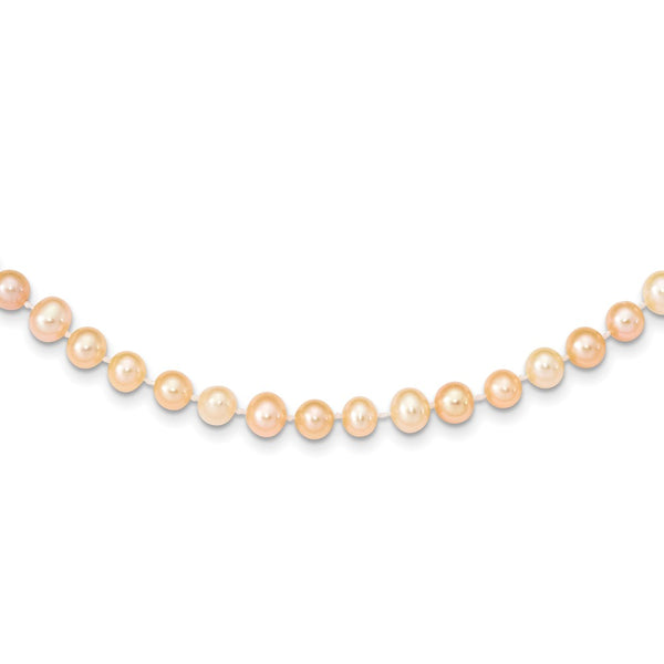 14k 6-7mm Pink Near Round Freshwater Cultured Pearl Necklace-WBC-PPN060-24