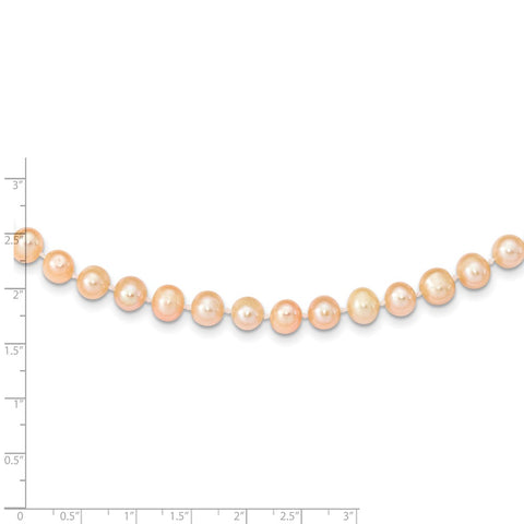 14k 7-8mm Pink Near Round Freshwater Cultured Pearl Necklace-WBC-PPN070-16