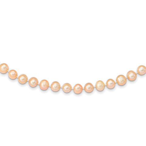 14k 7-8mm Pink Near Round Freshwater Cultured Pearl Necklace-WBC-PPN070-18