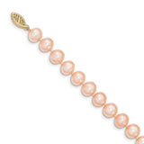 14k 8-9mm Pink Near Round Freshwater Cultured Pearl Necklace-WBC-PPN080-28