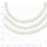 14k 6-7mm White Near Round FW Cultured Pearl 3-strand Necklace-WBC-PR10-18