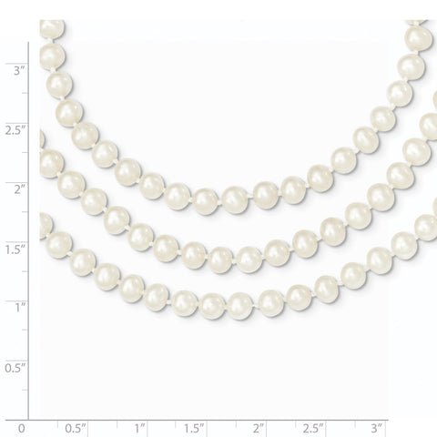14k 6-7mm White Near Round FW Cultured Pearl 3-strand Necklace-WBC-PR10-18