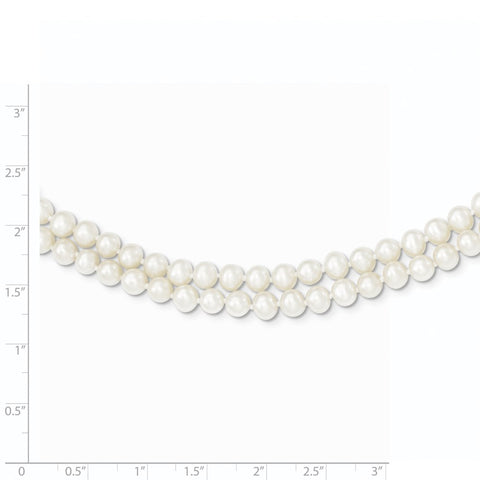 14k 5-6mm White Near Round FW Cultured Pearl 2-strand Necklace-WBC-PR17-18
