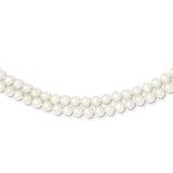 14k 5-6mm White Near Round FW Cultured Pearl 2-strand Necklace-WBC-PR17-18