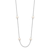 14K WG 4-5mm White Near Round FW Cultured Pearl 8-station Necklace-WBC-PR53-16