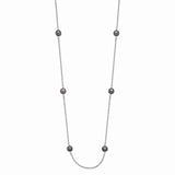 14K WG 4-5mm Black Near Round Freshwater Cultured Pearl 8-station Necklace-WBC-PR55-16