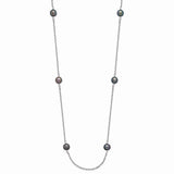 14K WG 4-5mm Black Near Round Freshwater Cultured Pearl 8-station Necklace-WBC-PR55-16