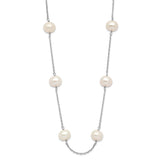 14K White Gold 6-7mm White Round FW Cultured Pearl 12-station Necklace-WBC-PR57-18