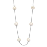 14K White Gold 6-7mm White Round FW Cultured Pearl 12-station Necklace-WBC-PR57-16